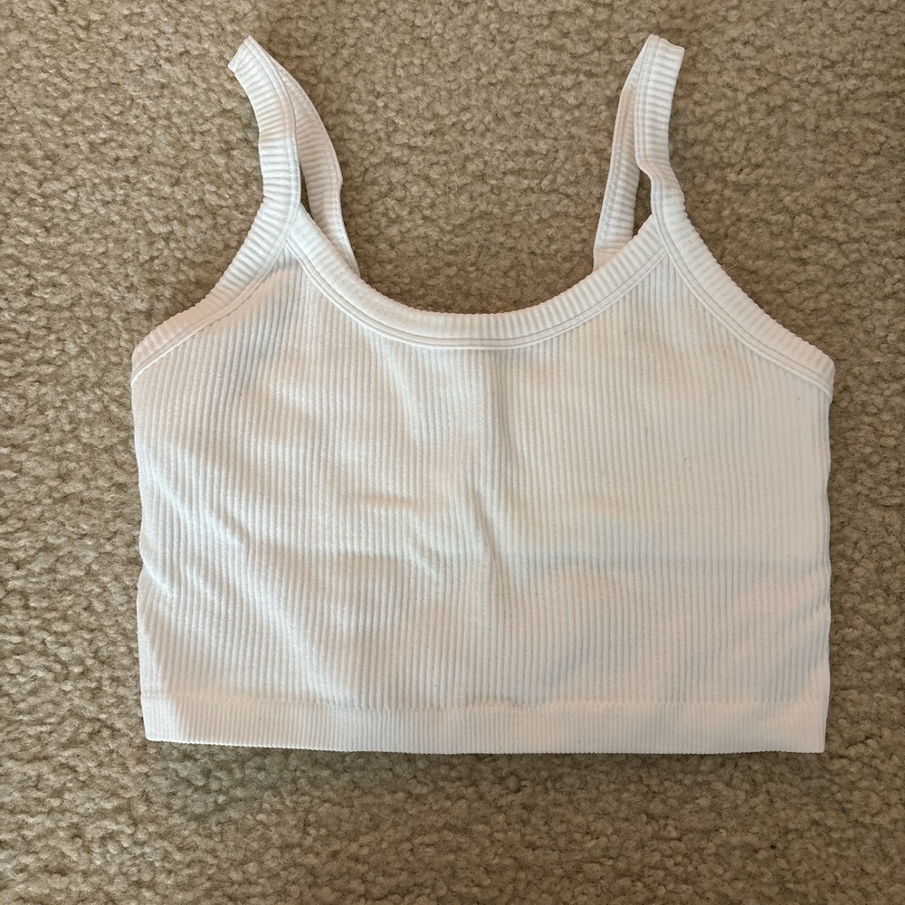 SHEIN White Ribbed Sleeveless Crop Top